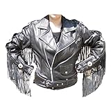  Skorpion „HIGHWAY“ Fransenjacke, Motorradlederjacke Easy Rider aus Rindnappaleder, Chopper und Biker in schwarz, Gr.: 54