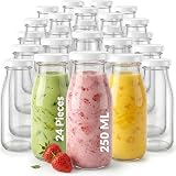 casavetro Botellas de Cristal para Leche, 250 ml, Botellas de Licor, 24 Unidades, Botellas de Zumo vacías, tapón de Rosca, para Rellenar (24 x 250 ml)