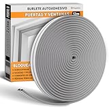 HOGARLAX 12M - Burlete Puerta Entrada, Aislante Acústico - Tira de Sellado Autoadhesivo para Huecos de 3 a 6 mm (Gris)