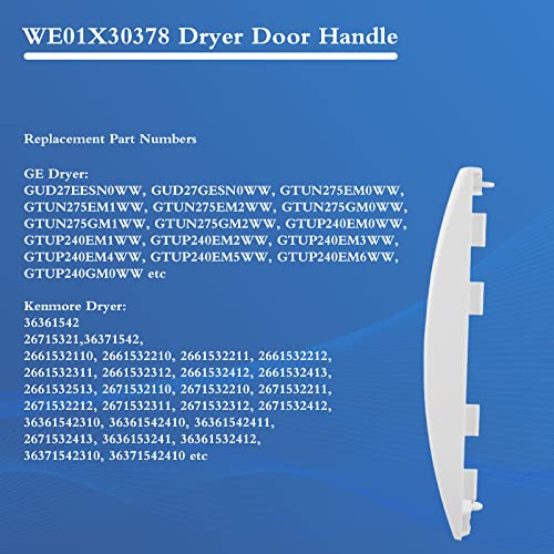 PANDEELS WE01X30378 Dryer Door Handle - Replacement for G-E, Ken-More Washer/Dryer - Replaces WE01X25878, WE01X30378-50PK, WE1M1068, 4958906, AP6983534, PS12743305, EAP12743305