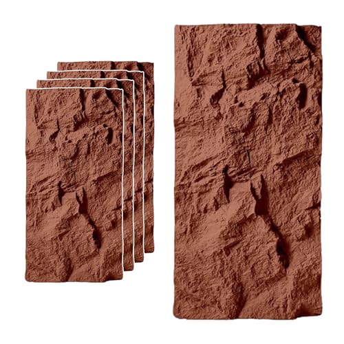 Vibeo Paneles decorativos pared Paneles de Pared 3D con Textura de Cemento, Impermeables, Paneles de Pared de Imitación de Piedra, Revestimiento de Paredes para Exteriores(Red,1pc)