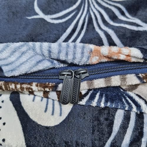 Image of Winter Woolen Premium Flannel Velvet Warm Duvet Cover Quilt Cover | Rajai Cover | Blanket Cover | Comforter Cover Single Size 60x100 inches Woollen (Brown Rust Gray Leaf, Single Bed)