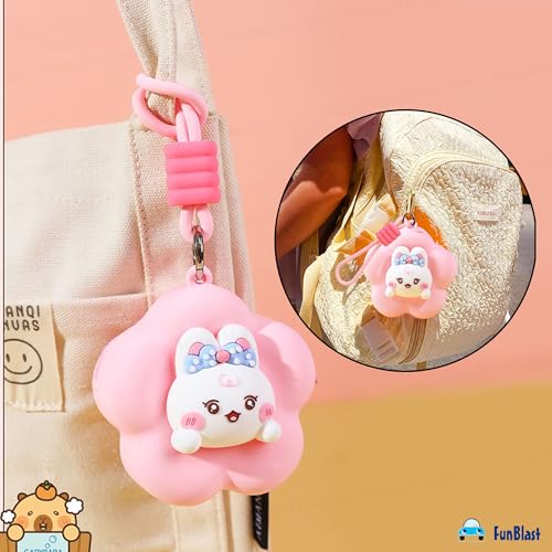Image of FunBlast Soft Silicone Coin Pouch - Cute Animal Design Mini Purse with Strap, Multipurpose Silicone Pouch, Small Zipper Wallet for Kids & Girls, Kawaii Coin Bag - 9 X 9 X 6.5 cm (Pink)