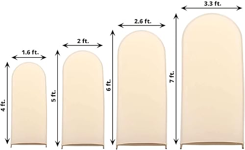 Vista 243 de Efavormart - Marco de fondo redondo de elastano de 7 pies, cubierta de arco de boda de 2 lados Blanco