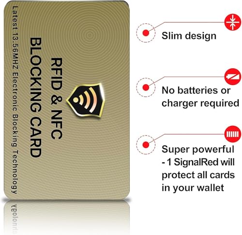 Image of SaiTech IT RFID Blocking Card, One Card Protects Entire Wallet Purse, NFC Contactless Bank Debit Credit Card Protector ID ATM Guard Card Blocker, Golden, 1 Pcs Golden, Rfid