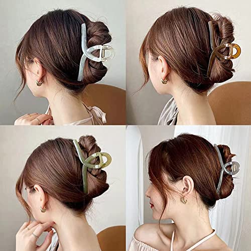 Image of Bakefy- Hair Claw Clips Large Butterfly hair clutcher for women claw clips Hair Clips for Women Big Claw Clips Jelly Hair Clip for Girls Hair Accessories for Long Thick Hair 4 Color
