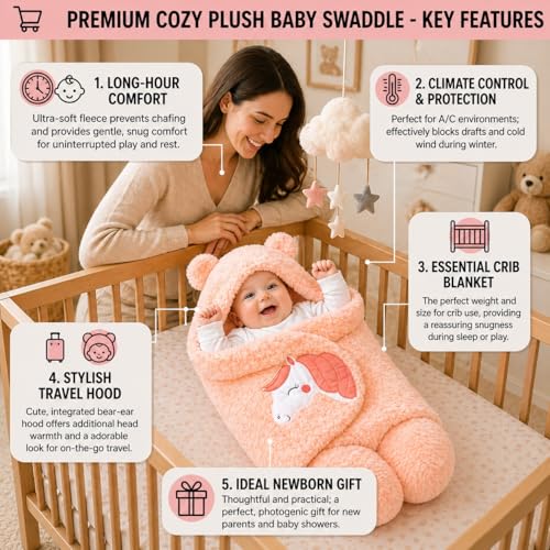 Image of BRANDONN Baby Blanket Newborn Gift Pack of Swaddle Wrapper, 0-9 Months, Length 68 cm x Width 68 cm