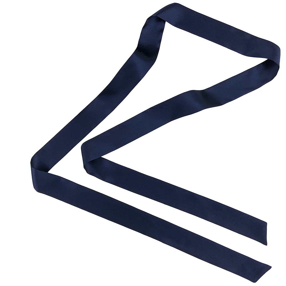 LSHARON Silk Women's 100% Mulberry Silk Scarf Thin Skinny Scarf Boyfriend Tie Necktie Choker 200cm * 4cm (Navy Blue)