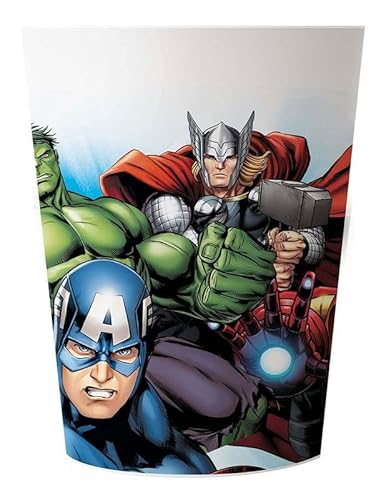 Procos 92847-Bicchieri Avengers, 2 Pezzi, capacità 230 ml, riutilizzabili, Multicolore, 2 unità (Confezione da 1), 92847