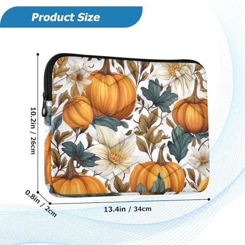 Funda para laptop 13-14 pulgadas con diseño blanco de flores de otoño miniatura 3