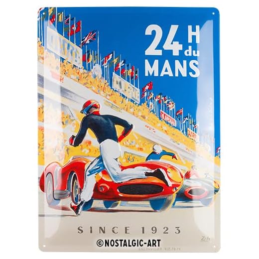Nostalgic-Art Cartel metálico retro, 30 x 40 cm, 24h Le Mans – Racing Poster Blue – Idea de regalo para amantes del motor, de metal, diseño vintage