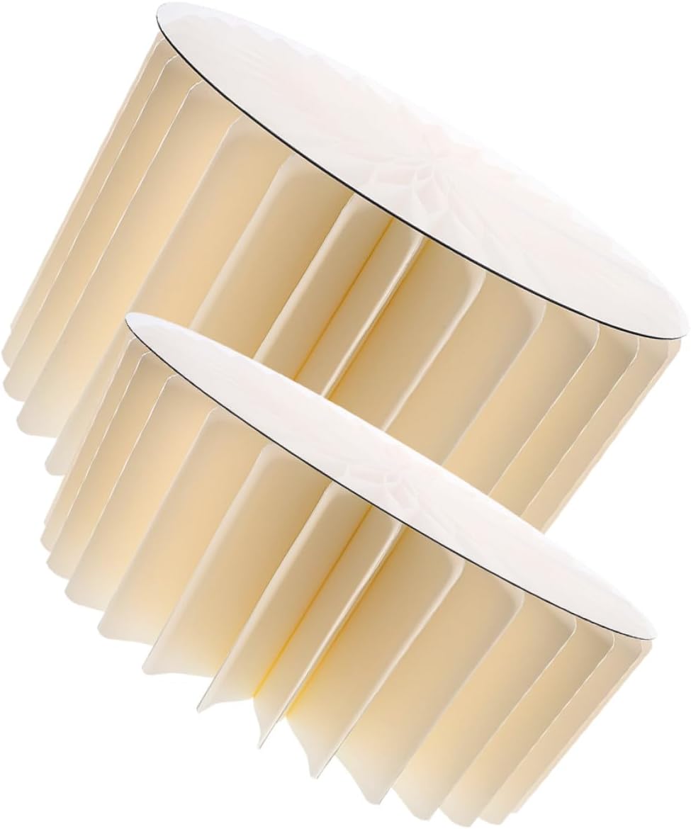 2pcs White Cylinder Pedestal Stands for Party Decor, Foldable round Paper Table Backdrop Stands with Reinforced Design, Wedding Centerpiece Display Columns for Dessert Tables