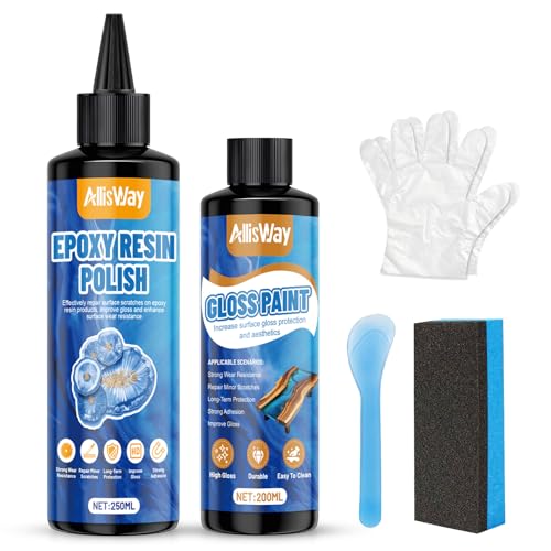 AllisWay Kit de Pulido Resina Epoxi, Contiene Pasta de Pulido y Pintura Brillante, Adecuado para Resina Epoxi, Acrílico y Otros Materiales
