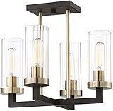 Minka Lavery Semi Flush Mount Ceiling Light 3049-560 Ainsley Court Lighting Fixture, 4-Light 240 Watts, Bronze