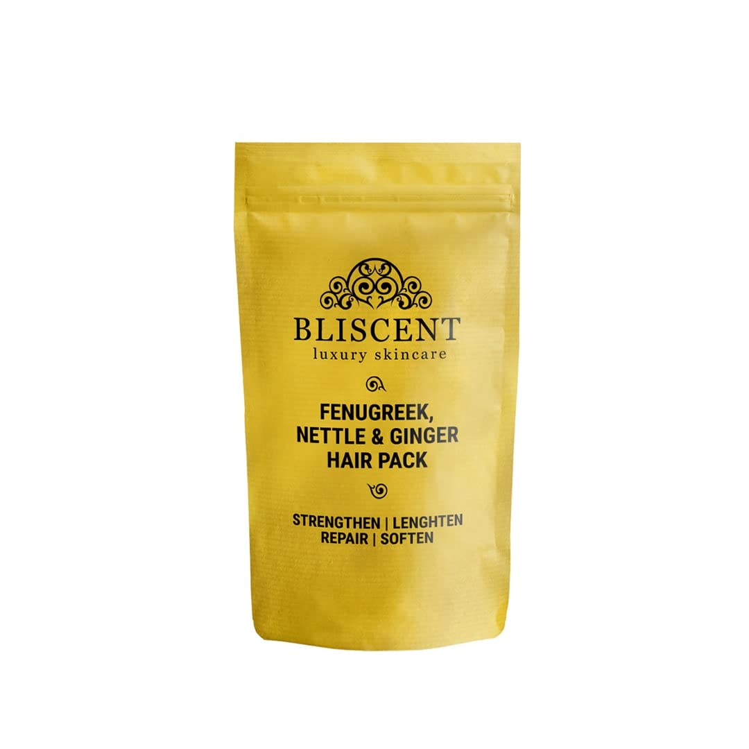 BLISCENT Fenugreek Nettle & Ginger Hair Pack for All Hair Problems (Strengthening and Repairing scalp) - 100gm-image-12
