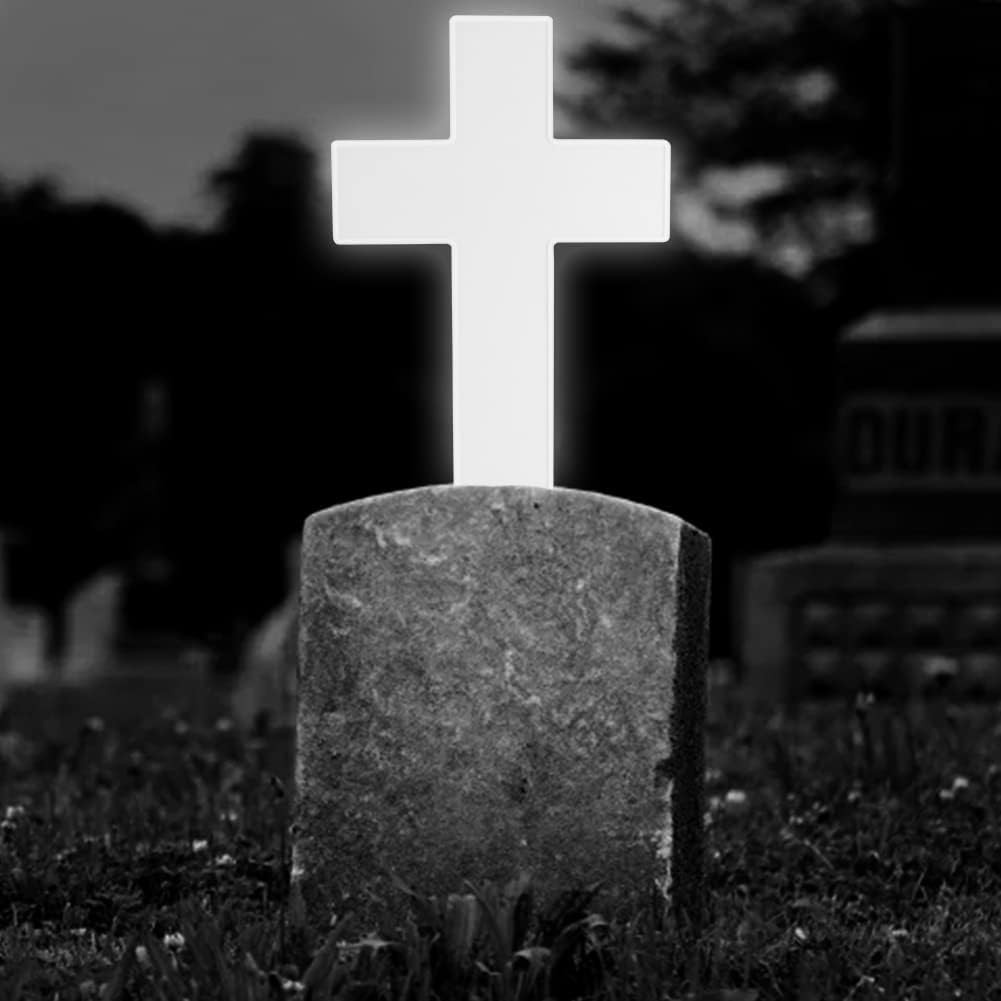 Xiaokeis Solar Lighted Path Light, White, Cemetery Decoration, Garden, Outdoor, Plastic, Faith-Love, Warm White, Cross, 25 x 8 x 57cm/9.84 x 3.15 x 22.44inch