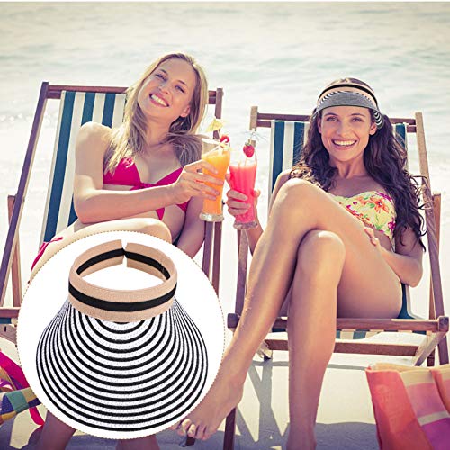 BESPORTBLE Simplicidade Mulheres UPF 50+ Aba Larga Roll- up Viseira Pala de Sol Chapéu de Praia Chap