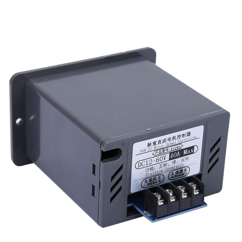 Controlador de velocidad del motor DC12-60V/40A, controlador de velocidad del motor CC, controlador de velocidad del motor de cepillo PWM, con interruptor reversible CW CCW.