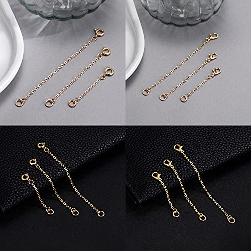 Image of Softones 12-18Pcs Ankle Bracelets Extenders-Extension for Womens Jewelry(1 2 3 Inch),with Lobster Clasp and O-Clasp from Gold Silver Rose Gold