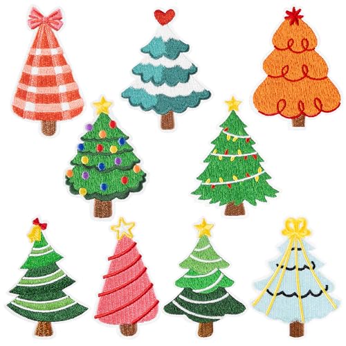 9 Pcs Christmas Tree Iron on Patches Colorful...