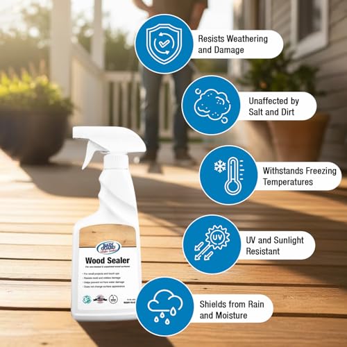 Image of Rain Guard Wood Sealer Spray | 16 Oz | Waterproof Outdoor Protection | Hydrophobic Barrier for Wooden Floors Decks Fences | Long-Lasting, Eco-Friendly | Safe For Pets & Plants | No Gloss | Made in USA