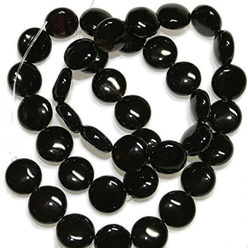 Fil de perles en onyx noir 10mm LKBEADS pierres naturelles plates pour loisirs créatifs
