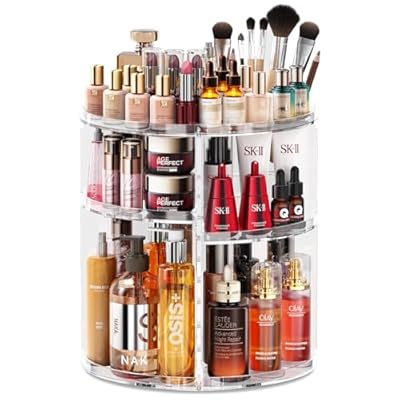 Auxmir Organizador de Maquillaje Giratorio 360 Organizador Perfumes y Cremas Almacenaje Maquillaje con 9 Niveles Ajustables para Pintalabios Brochas Baño Tocador Gran Capacidad Transparente