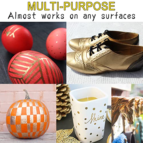 Martcolor Gold Metallic Paint Pens - 6 Pack Acrylic Paint Marker For Rock Painting, Stone, Wood, Canvas, Glass, Metal, Metallic, Ceramic, Tire, Paper, Drawing, Highlight Water-Based Paint Sets #TOP5