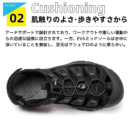 MERPHINE スポーツサンダル グレイブラック 25.0cm