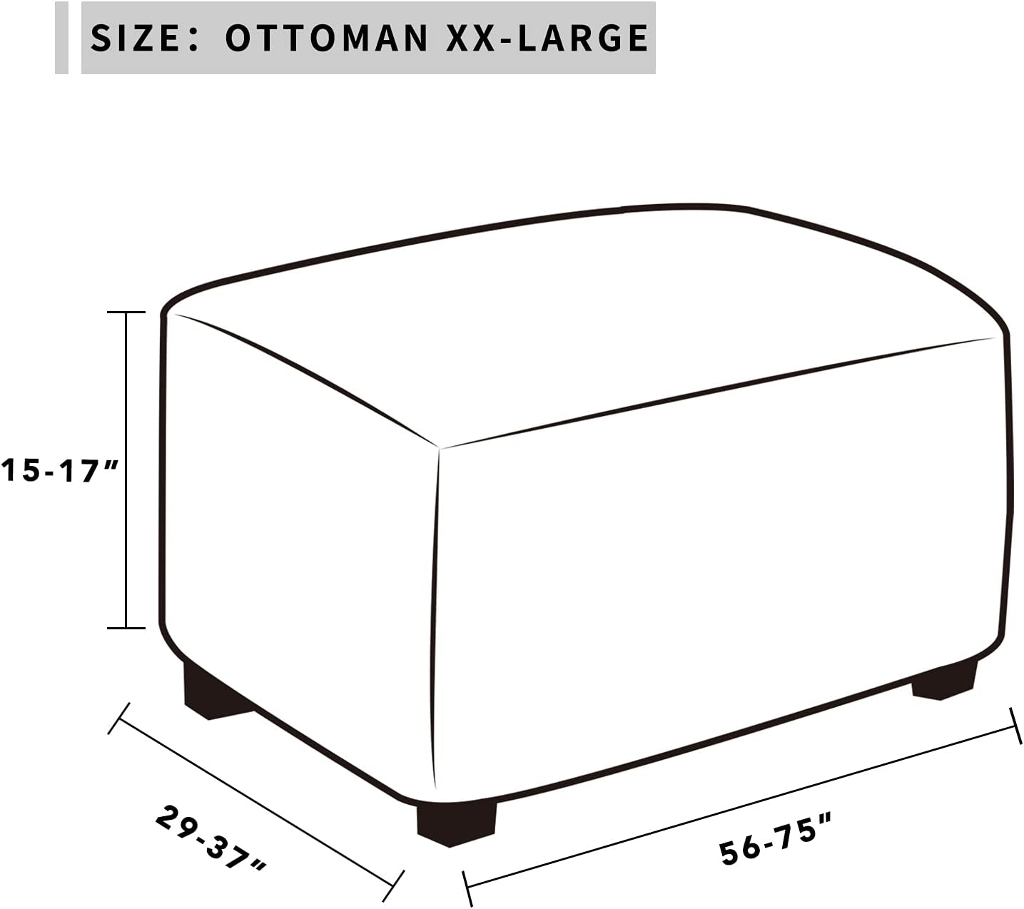 Easy-Going 100% Dual Waterproof Stretch Ottoman Cover Rectangle Folding Storage Stool Furniture Protector Soft Slipcover for Living Room with Elastic Bottom (XX Large, Chocolate)