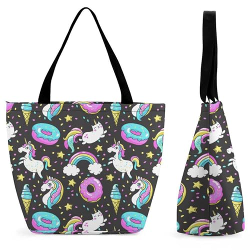 Sac à main pour femme motif licorne rigolo, grand sac de voyage et shopping ultra logeable