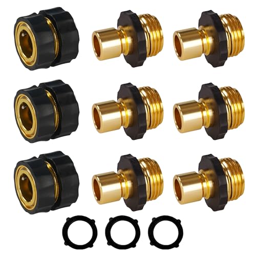 Hourleey Garden Hose Quick Connector, 3/4 Inch Male and...