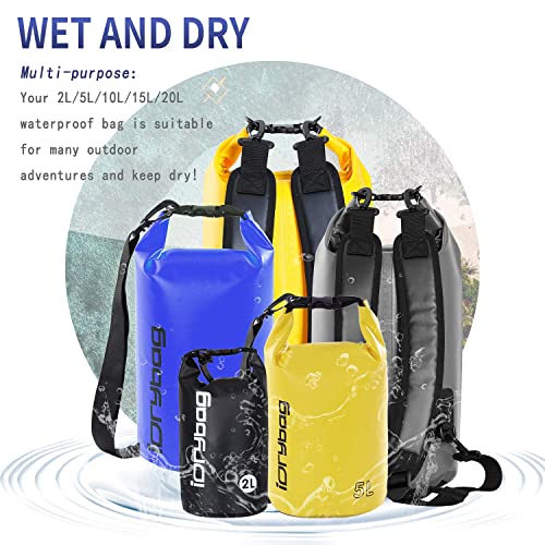 Image of IDRYBAG Dry Bag Waterproof Floating, TPU Waterproof Bag Roll Top, 2L,5L,10L Dry Bag Kayak Storage for Kayaking, Boating, Rafting, Fishing, Swimming, Hiking, Camping, Travel, Beach