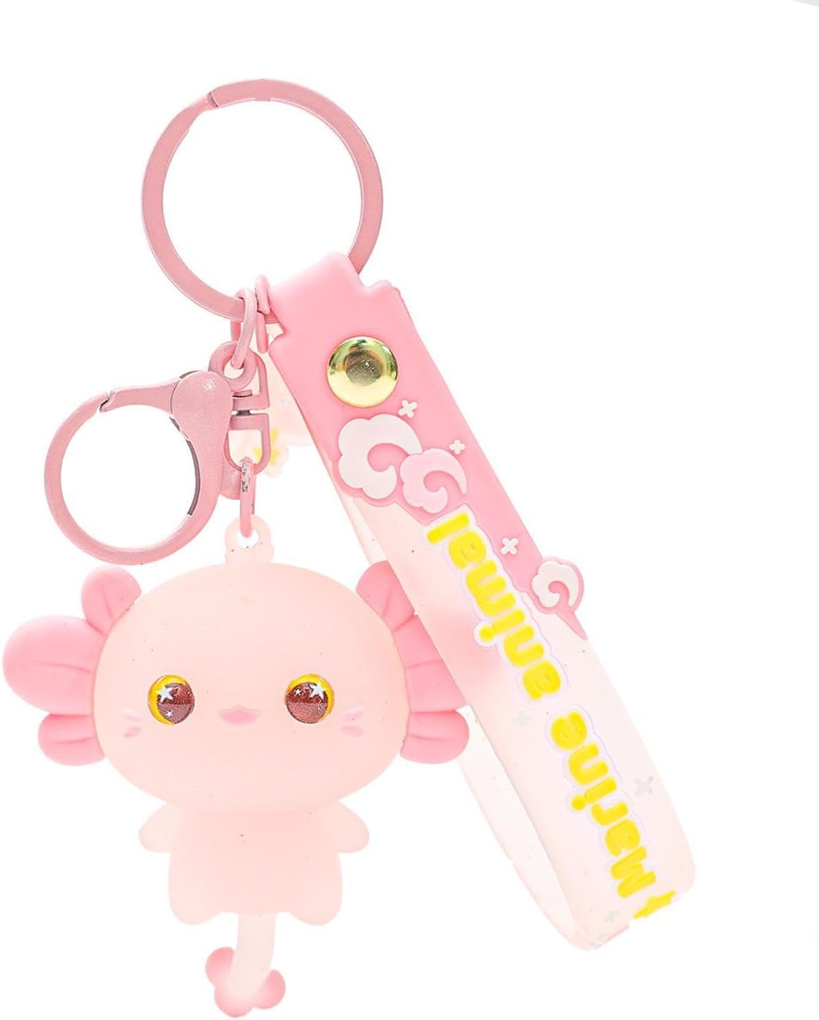 Axolotl Keychain Cute PVC Kawaii Salamander Keyrings for Women Charm Backpacks Bags Purses Phones Car Keys Pendant Accessory Decor for Animal Lovers PInk B