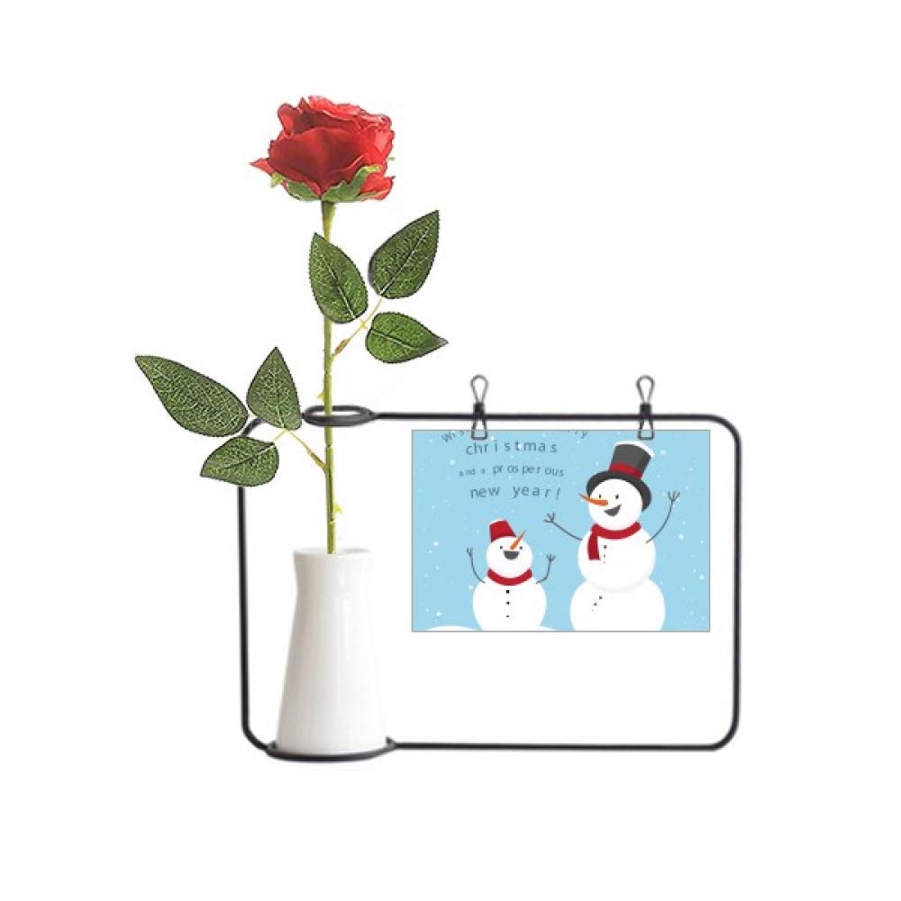 Bonhomme de neige artificiel haut de gamme avec rose et fiole