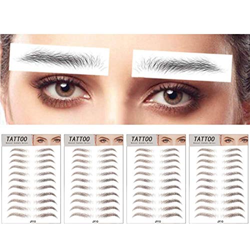 DAGEDA Brown 44 Pairs 4 PC 4D Eyebrow Transfers Stickers, Long Lasting Natural Waterproof Bionic Eyebrow Water Transfer Tattoo Eyebrow Sticker For Woman Man Makeup Tool（#JY10）