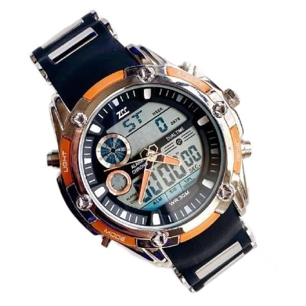 Brand - TrAdE Shop Traesio OISE ART STORE Trade Shop - Orologio Polso Zcc 1313 Uomo Quarzo Dual Time Multifunzione Arancio Nero Silver