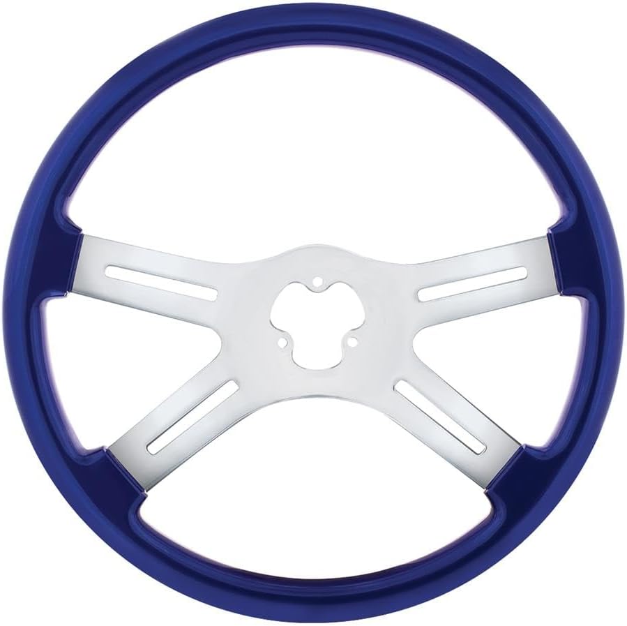 18" Indigo Blue 4 Spoke Steering Wheel for Kenworth, Peterbilt, Freightliner, Premium Replacement Part