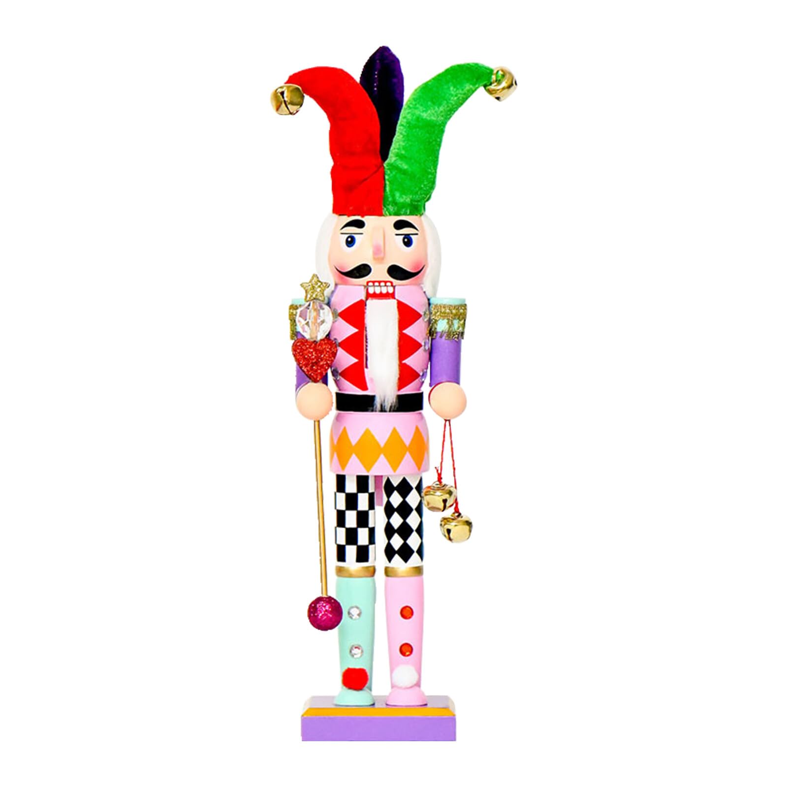Casse-Noisette en bois massif 38 cm style clown coloré pour votre table