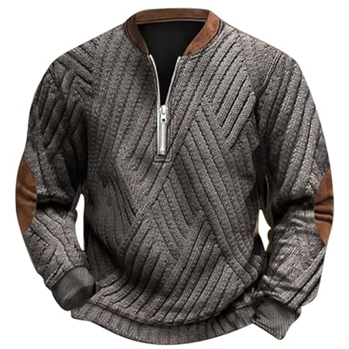 Genérico Sudaderas con capucha para hombre Talla grande informal Estampado digital 3D suéter tejido Cremallera media capucha con piedras de strass Sudadera con capucha para hombre, gris oscuro, 3XL
