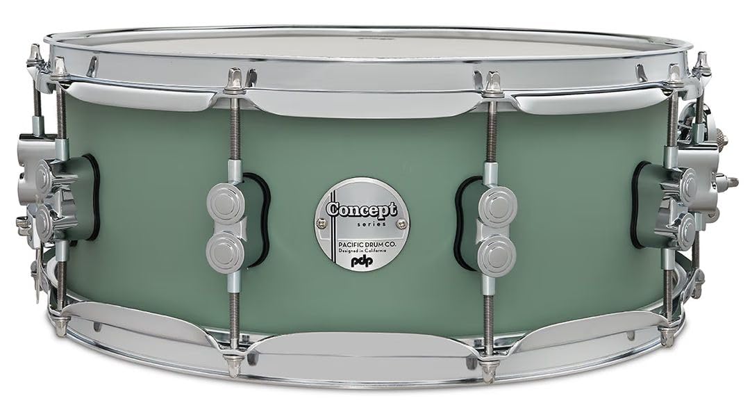 Pacific Drums Caisse claire Concept Maple, 35.6 cm x 14 cm, finition satinée Seafoam | Avec une coque en érable européen 10 plis et un accastillage DW haut de gamme