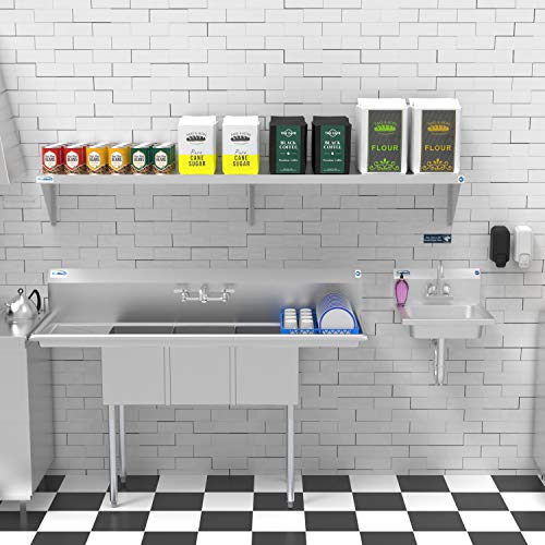 Image of KoolMore NSF Stainless Steel Wall Mount Shelf - Industrial Grade Metal Shelving for Commercial Restaurant Kitchens 12 x 72
