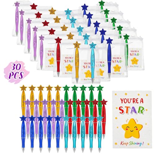 Kideerly 30pack End of Term Gifts for Children Students End of Year Class Gifts for 30 Children Motivational Pen/Cards to Pupils/Bags School Leavers Gift Class From Teacher Christmas Gift
