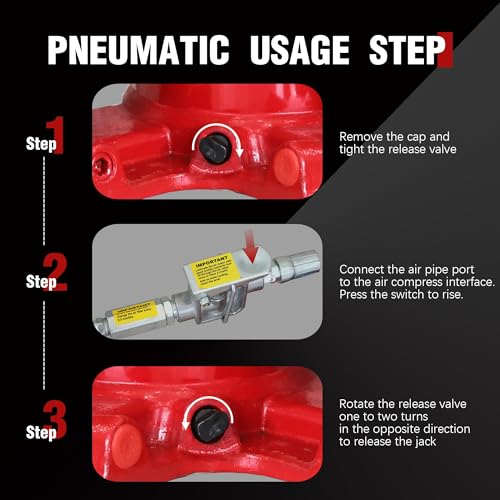 Image of Big RED TQ20006-1 Torin Welded Pneumatic Air Hydraulic Car Bottle Jack: Aluminum Alloy Pump and Special Slow Release Equipment for Auto Repair and House Lift, 20 Ton (40,000 LBs) Capacity, Red