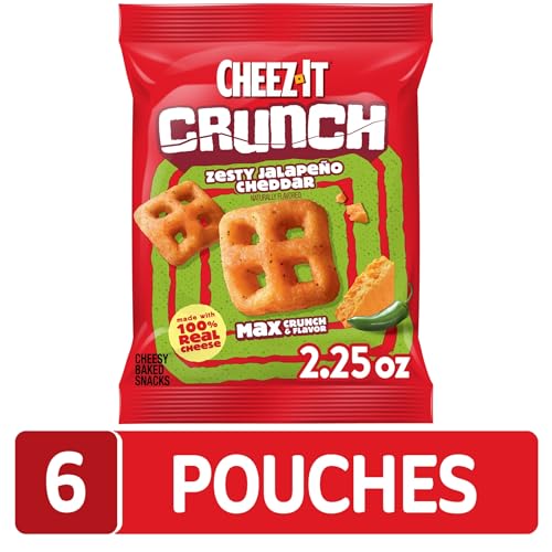Cheez-It Crunch Cheesy Baked Snacks, Lunch Snacks, Zesty Jalapeno Cheddar (6 Pouches) - image 3