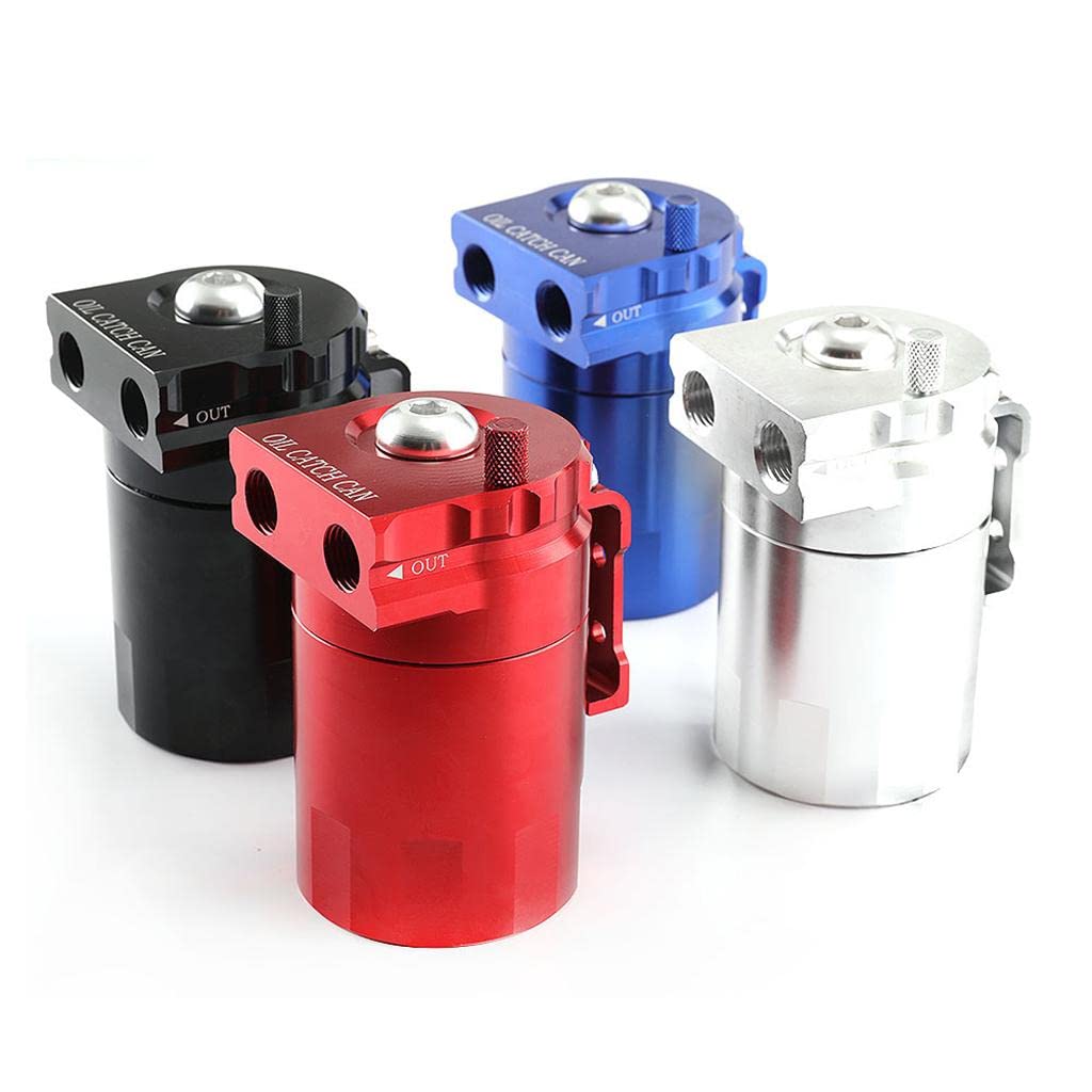 Qianly Depósito de Aceite Universal de 300 Ml, Kit de Filtro de Ventilación del Motor con Depósito de Suministro de, Línea de Repuestos para Automóv, Rojo con Filtro