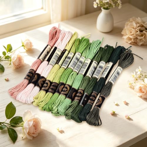 Image of 12 Skeins 105 Yards Green Friendship Bracelet String for Jewelry