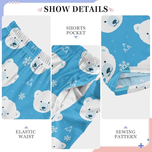 ZZXXB Bear and Snow Boys Long Pants Soft Trousers Elastic Waist Kids Lounge Bottoms with Pockets S-XL4