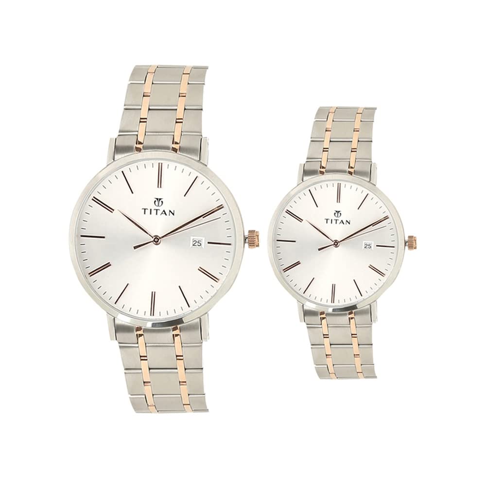 Titan Quartz Analog with Date Silver Dial Stainless Steel Strap Watch for Couple-NS9400294202KM01P (B07S5CTSJB) Amazon Price History, Amazon Price Tracker