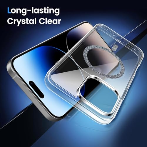 Image of AIBEX Back Cover Case Compatible with iPhone 13 Pro | Glitter Ring Cute Shiny Colorful Bling Case (Compatible with Magsafe) | Transparent PC+TPU Glossy Shiny Cover for Girls & Women - Black